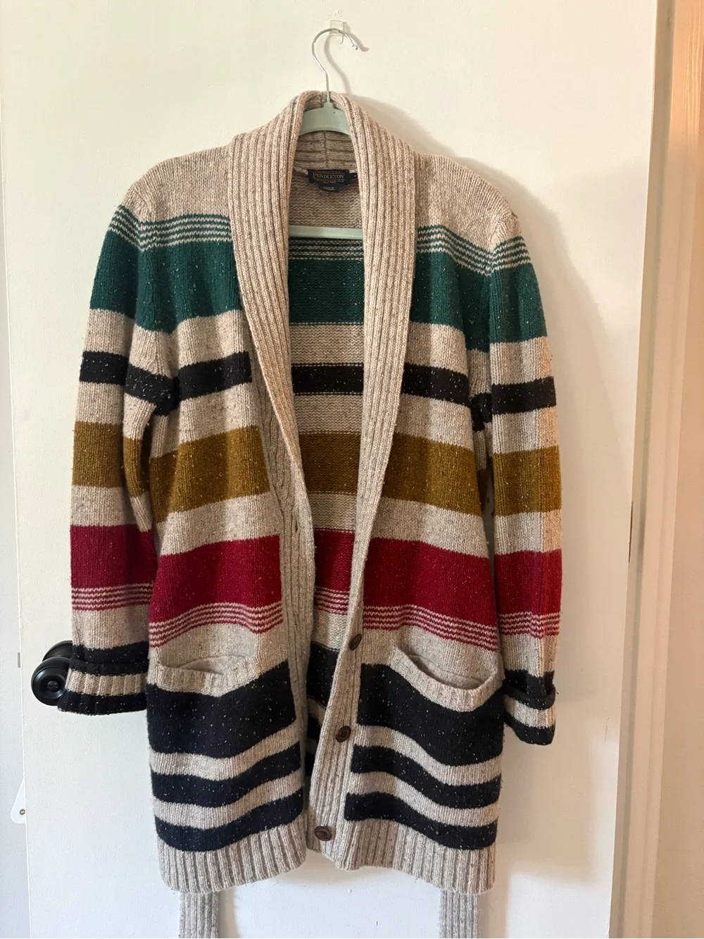 Camp Stripe Lambswool Blend Wrap Cardigan Like New Small